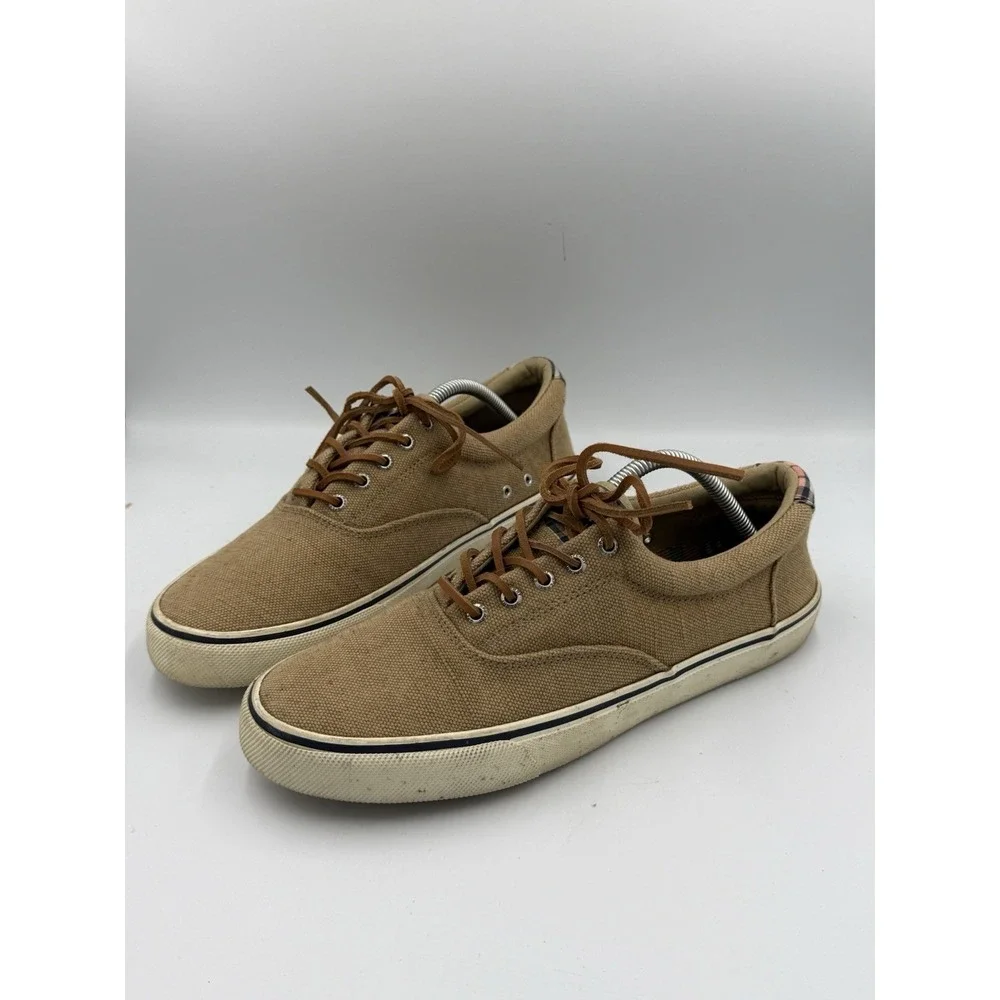 Sperry Men's Striper II CVO Canvas Hemp Sneakers Men's Size 10 Taupe Lace Up